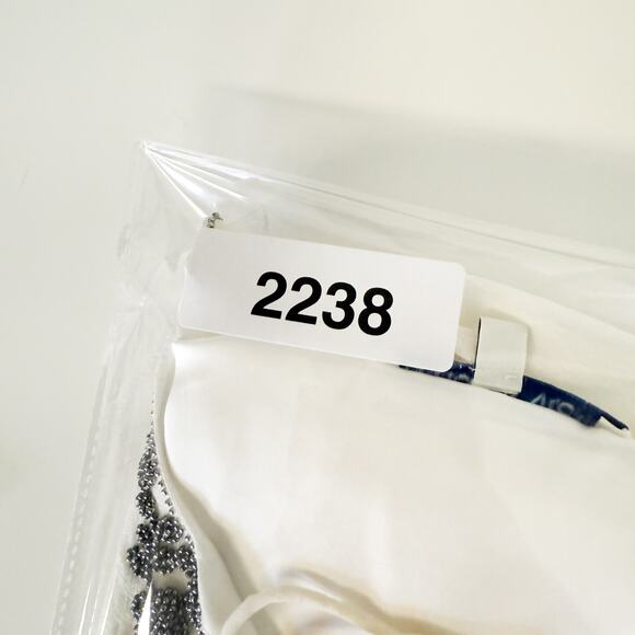 Rebecca Minkoff 100% Silk Chiffon Beaded Lace-Up VNeck Blouse White - S - Picture 9 of 9